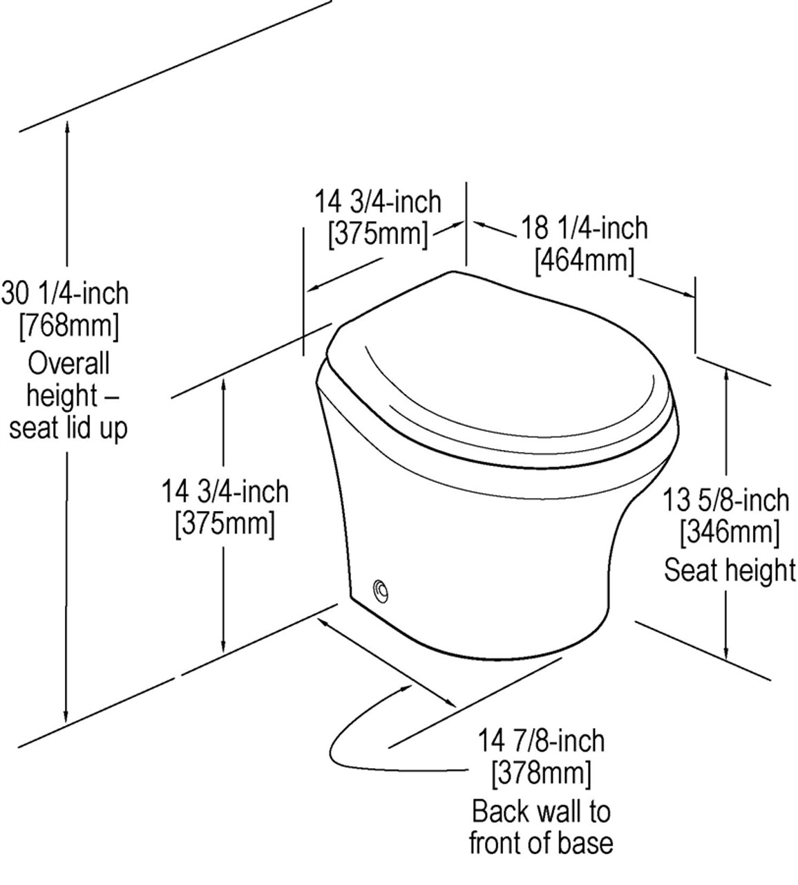 Dometic MasterFlush Macerator Toilet Model 8112 12V DC