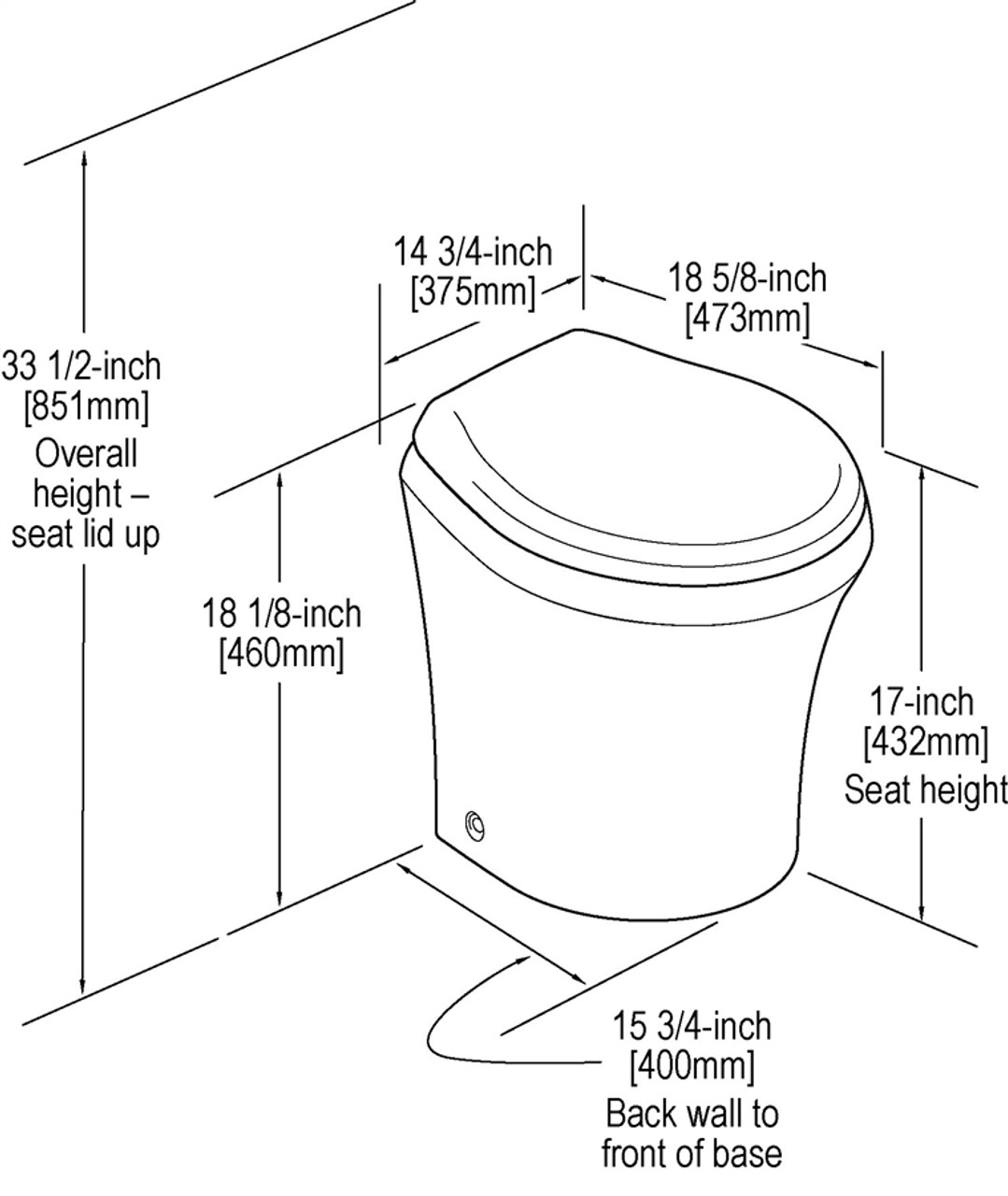 Dometic MasterFlush Toilet Model 8640 24V - bone (Standard Height)