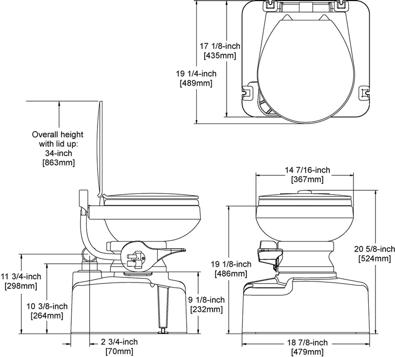 711-M28 Traveler Gravity Toilet, White