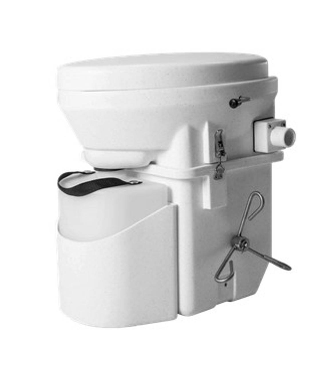 Natures Head marine composting toilet with foot spider handle