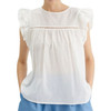 Compañía Fantástica Women's Sleeveless Cotton Ruffle White Top