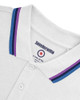 Lambretta Mens Mod White 100% Cotton Polo With Triple Tip White/Purple/Navy