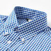 Relco Mens Gingham Short Sleeve Blue Classic Mod Button Down Shirt