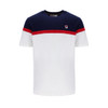 Fila Mens Retro Jose Block Colour Cream Navy Red Cotton T-Shirt