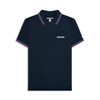 Lambretta Polo Shirt Mens Mod Navy With Twin Tip Red Violet Knitted Collar