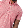 Relco Mens Gingham Short Sleeve Red Classic Mod Button Down Shirt