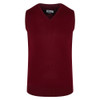 Mens Burgundy Relco Fine Knit 60s V Neck Tank Top