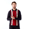 Gabicci Searle 70s Vintage 3 Button Navy/Red/Cream Long Sleeve Polo Shirt