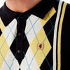 Gabicci Humphrey 70s Vintage Range 2 Button Black Argyle Long Sleeve Polo Shirt