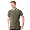Trojan Records Men's Army Green Retro Tipped 2 button Polo Shirt