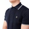 Trojan Mens Records Retro Self Stripe Fine Gauge Navy Polo Shirt