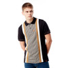 Trojan Men's Retro Black Polo Shirt With Dogtooth Front & Vertical Strips