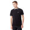 Trojan Men's Black 2 button Polo Shirt With Houndstooth Collar & Cuff