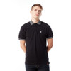 Trojan Men's Black 2 button Polo Shirt With Houndstooth Collar & Cuff