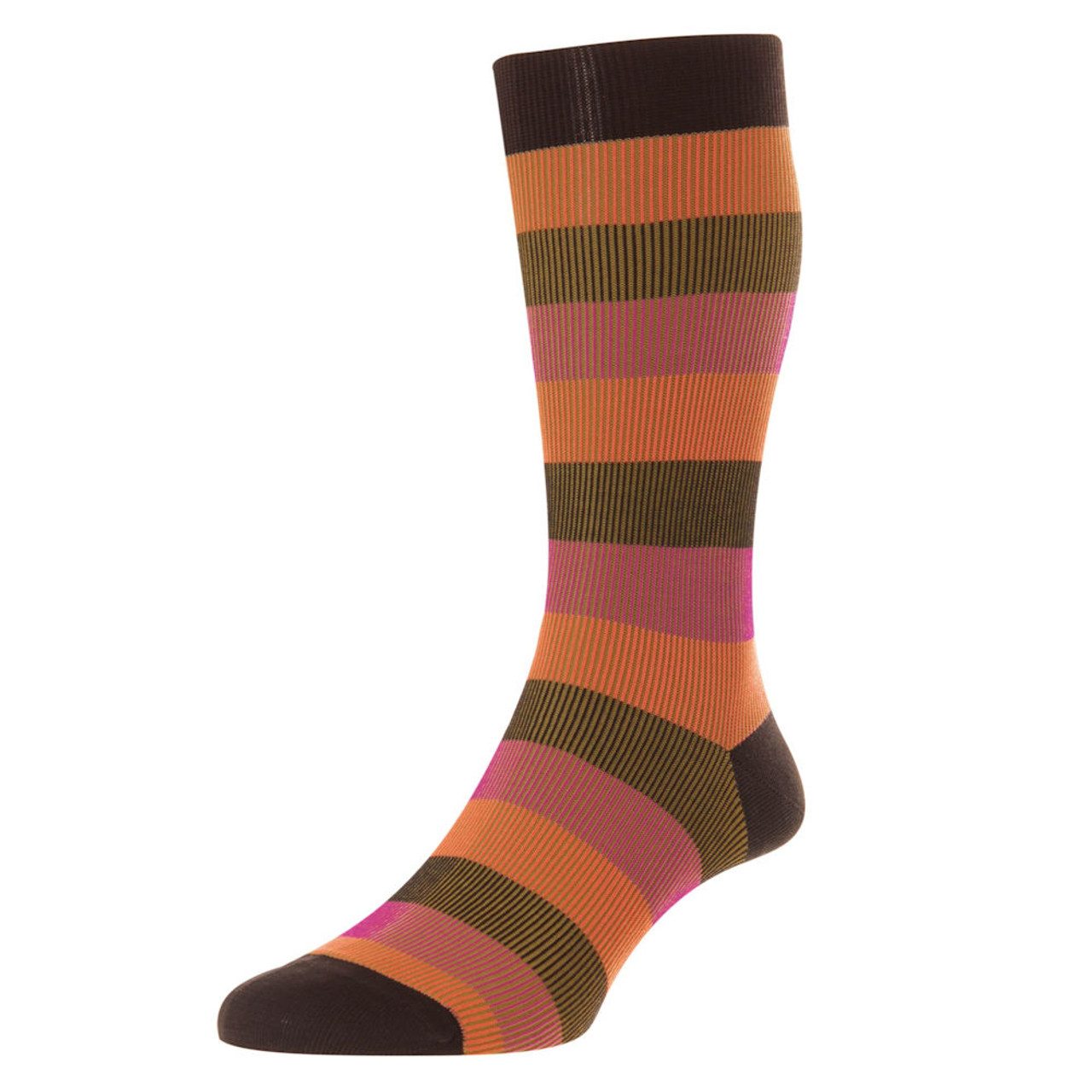 Pantherella Stripe Orange Cotton Socks