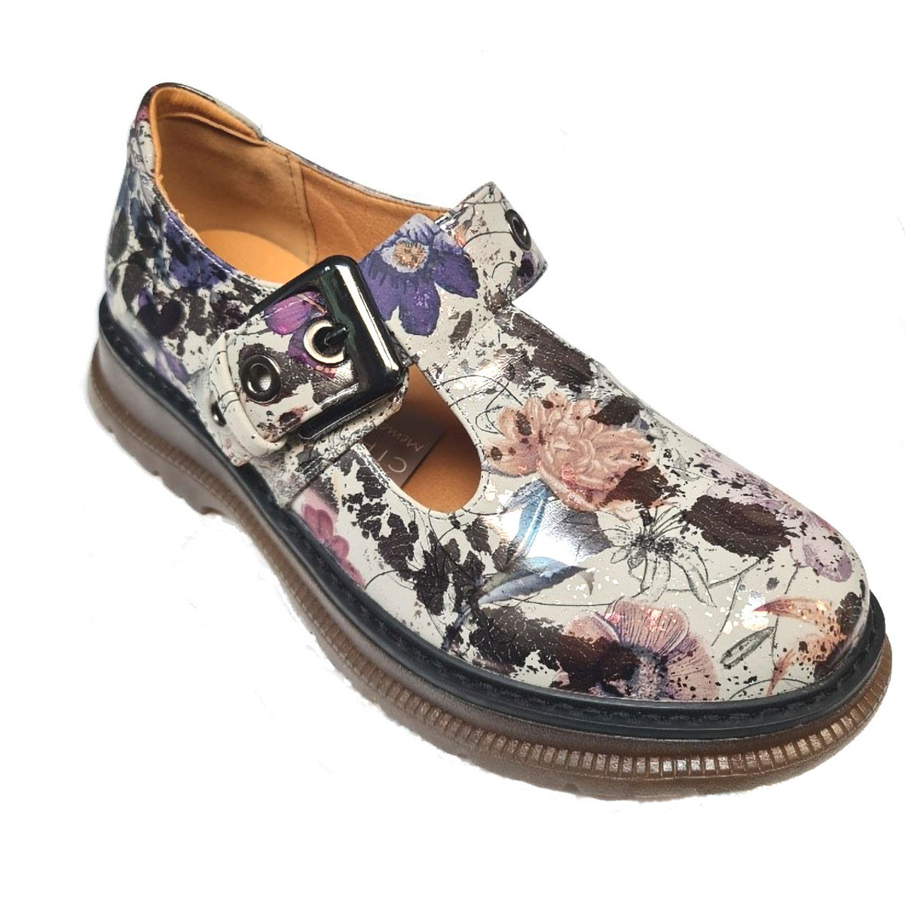 Gorgeous Grey Floral Pattern Mary Jane Shoes | Cipriata | Retro Star London