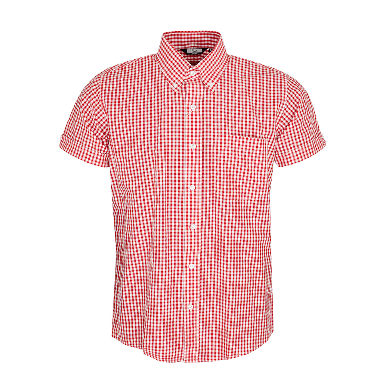 short sleeve red checkered shirt