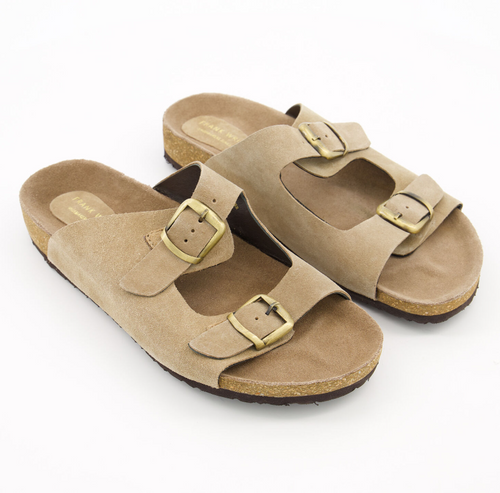 Frank Wright Mens Camel Suede Bowers Leather Sandals