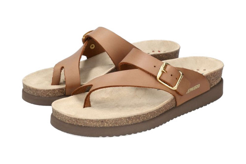 Mephisto Womens Helen Calf Leather Camel Post Toe Sandals