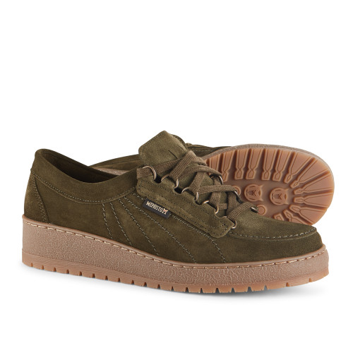 Mephisto Womens Velours Suede Lace Up Air Cushion Sole Loden Green Shoes