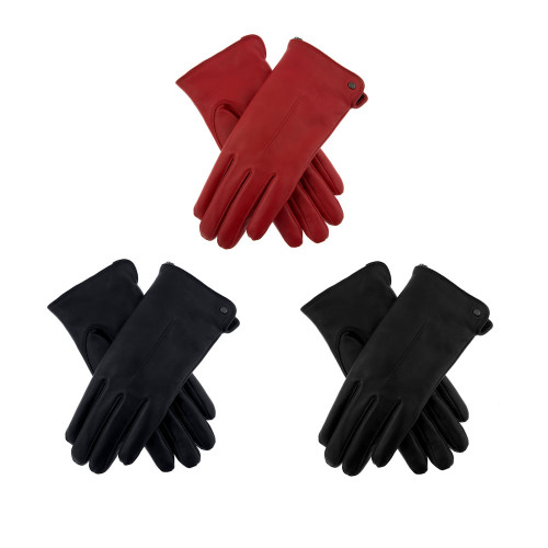 Dents Gloves Women's Samantha Leather Faux Fur Lined Gloves