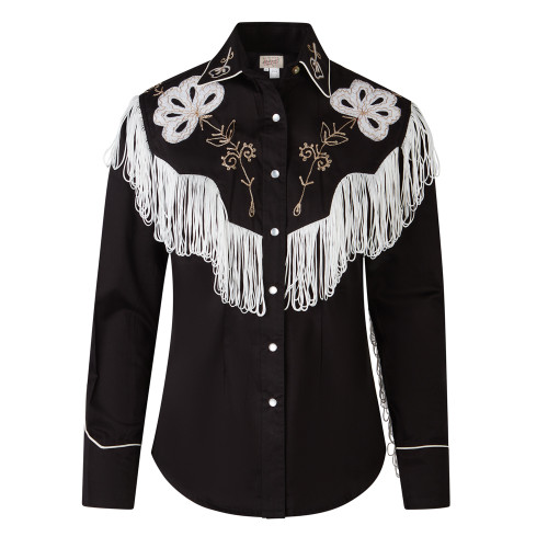 Rockmount Womens Mens Black Fringe Vintage Western Shirt
