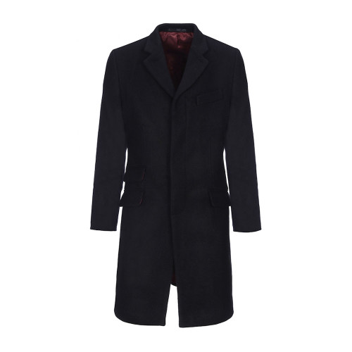 Mens Merc London Walesby Black Melton Wool Crombie 60s Mod Overcoat