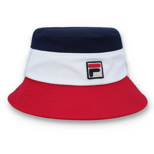 Fila Heritage Tri-Colour Unisex Casual Bucket Hat Navy, Red, White - One Size
