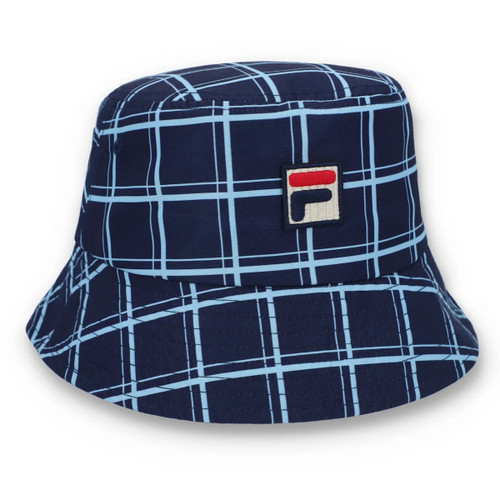 Fila Heritage Check Unisex Casual 90s Bucket Hat Blue - One Size Fits All