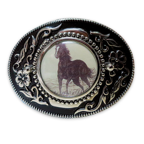 Rockmount Vintage Casted Silver Mustang Cowboy Belt Buckle