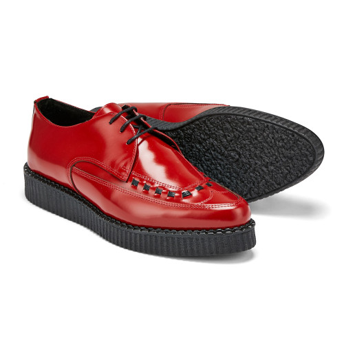 Undercover Shoes Womens Red Roxy Single Sole Rockabilly Interlace Creeper Shoes