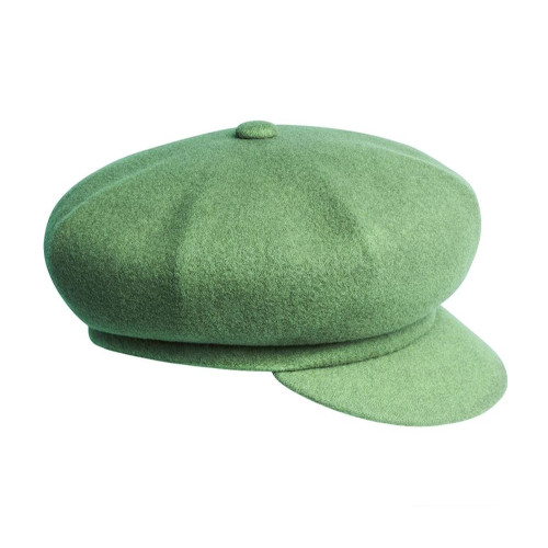Kangol Cap Womens Green Spitfire Wool Hat 8 Panel Peak With Kangaroo Logo On The back