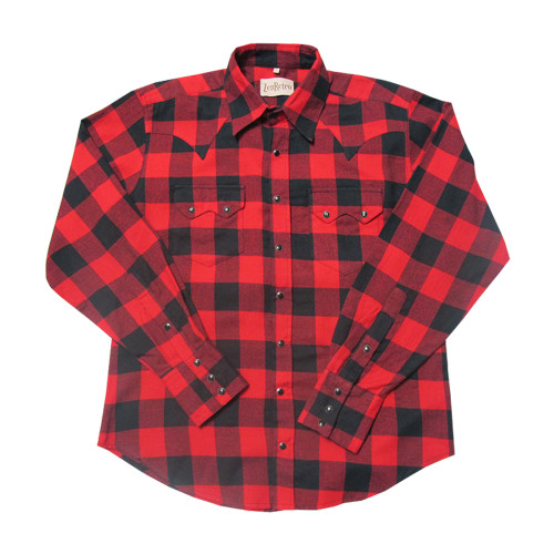 Zen Retro Mens Red Brushed Cotton Lumberjack Cowboy Shirt