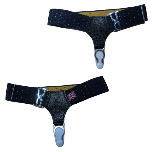 Albert Thurston Adjustable Traditional Sock Suspenders Navy Dot 25mm