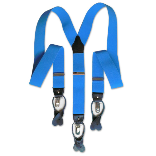 Albert Thurston 2 in 1 Braces Blue with Black Leather/Nickel Fittings