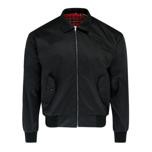 Mens Black Relco Harrington Mod Jacket With Tartan Lining - All Sizes