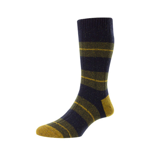 Scott-Nichol Mens Bayfield Navy Wool Rib Socks