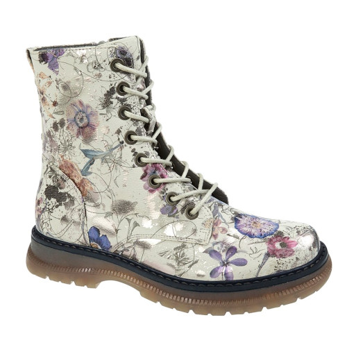 Cipriata Womens Anneta 8 Eyelet Boot Light Grey/Floral