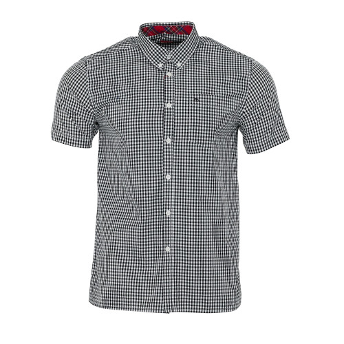 Merc London Mens Black Gingham Terry Mod Shirt