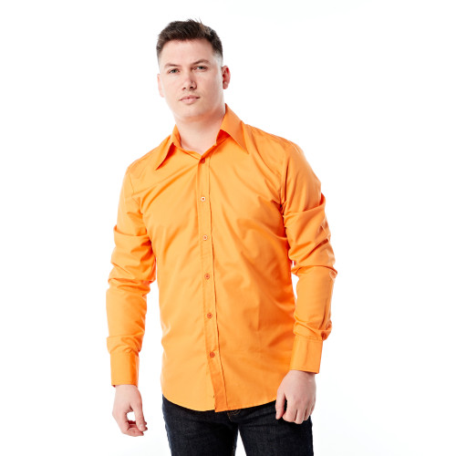 Zen Retro Mens Classic Orange Large Collar 70s Shirt