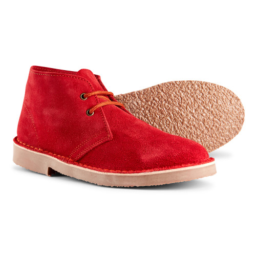 Women's Red Suede Leather Desert Boots By Roamers