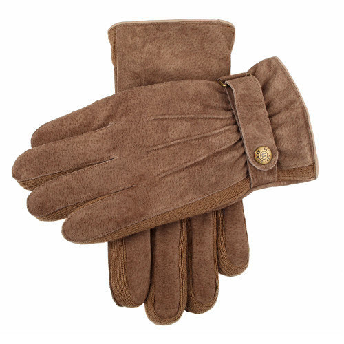 Dents Gloves Men's Chester Oat Brown Leather Suede Side Knit Walking Gloves