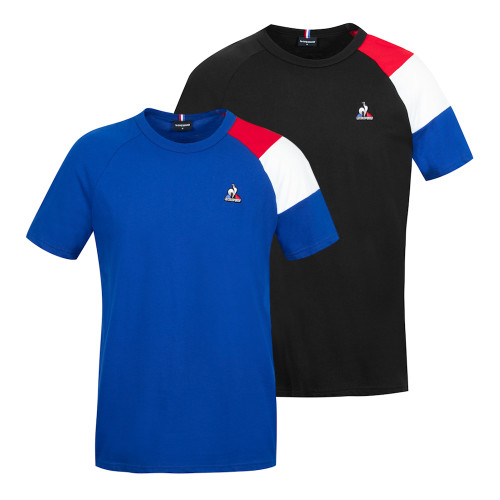 Le Coq Sportif Mens BAT No.1 Tri-colour Retro T-Shirt