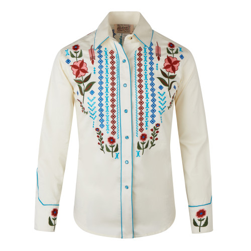 Rockmount Womens Embroidered Boho Serape Western Shirt