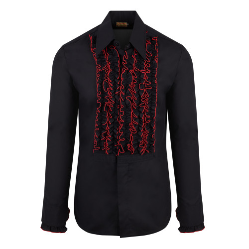 Black ruffle clearance shirt mens