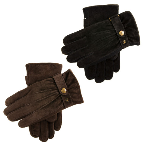 Dents Gloves Men's Chester Leather Suede Side Knit Walking Gloves