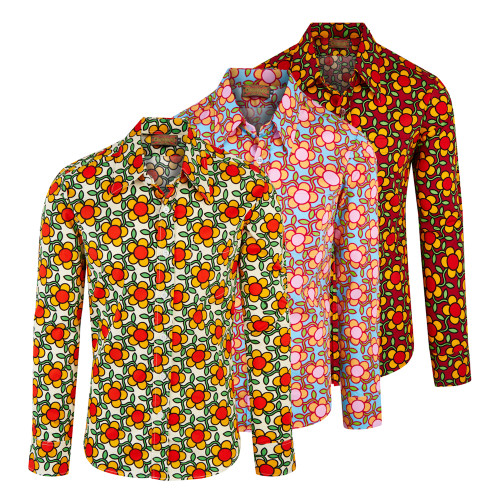 Chenaski Mens 70s Flowergrid Shirt