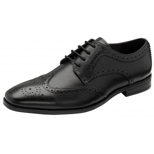 Frank Wright Mens Black Work Lace-Up Brogue Shoes