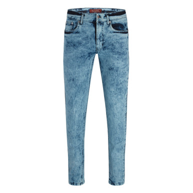 Skinny Drainpipe Blue Marble Wash Jeans| Relco | Retro Star London