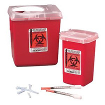 Kendall Healthcare SharpSafety Autodrop Phlebotomy Container 1 Quart, Red